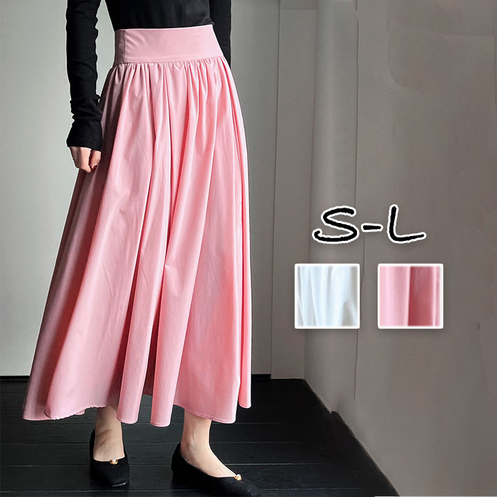 ピンク プリーツ ロングスカート zy-0402lady162.jpg