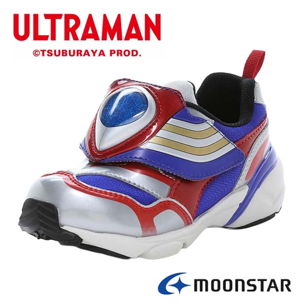 MOONSTAR ムーンスター UT 158LE ウルトラマンティガ LED搭載 光る キッズスニーカー 男の子 一本バンドタイプ マジックテープ Ag+抗菌防臭 運動会 通学 プレゼント シルバー /SM/ST/MR画像