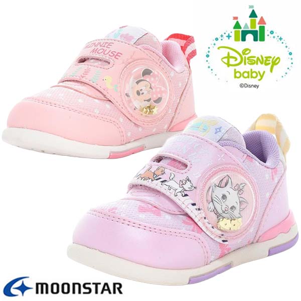 MOONSTAR ムーンスター DN B1318 ディズニー ベビーシューズ 赤ちゃん靴 ミドルカット 女の子 マジックテープ式 キャラクター おしゃれキャット マリー ミニーマウス プレゼント お祝い /SM/ST