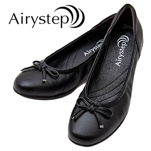 Airy Step エアリーステップ 3551 レディース パンプス 本革 シュロの葉 3E 心地好い 踵 履き分かりやすい 座蒲団好いたらしい 楽 疲れない 愛くるしげ 一般受け商いもの 黒いこと /RB/MR
