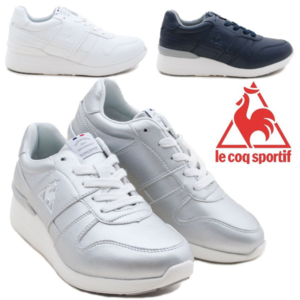 楽天市場 レディーススニーカー Le Coq Sportif ルコックスポルティフ Ql3njc12 Ql3mjd92 セーヌ リフト レイン Ql3njc12sv Ql3njc12wh Ql3mjd92nv 紐靴 軽量 防水 レインシューズ ヒールアップ シルバー Sv ホワイト Wh ネイビー Nv Mr ショップannie