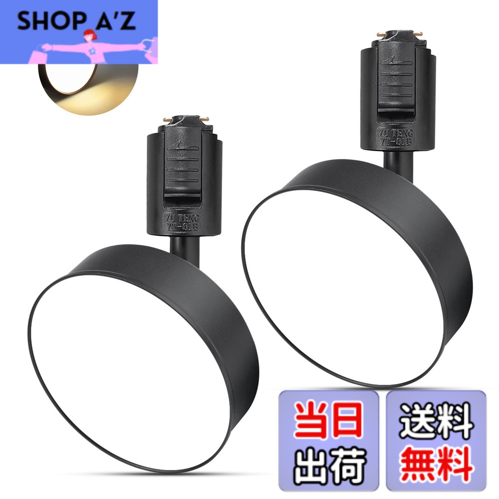 【送料無料】ダクトレールライト フィルライト消費電力12W LED搭載 大光量1100lm アメリカ(BridgeLux)LEDチップ 演色性Ra96.5 器具一体型 電球不要 取付簡単 色：ブラック(電球色3000K)、サイズ：(2個入り)