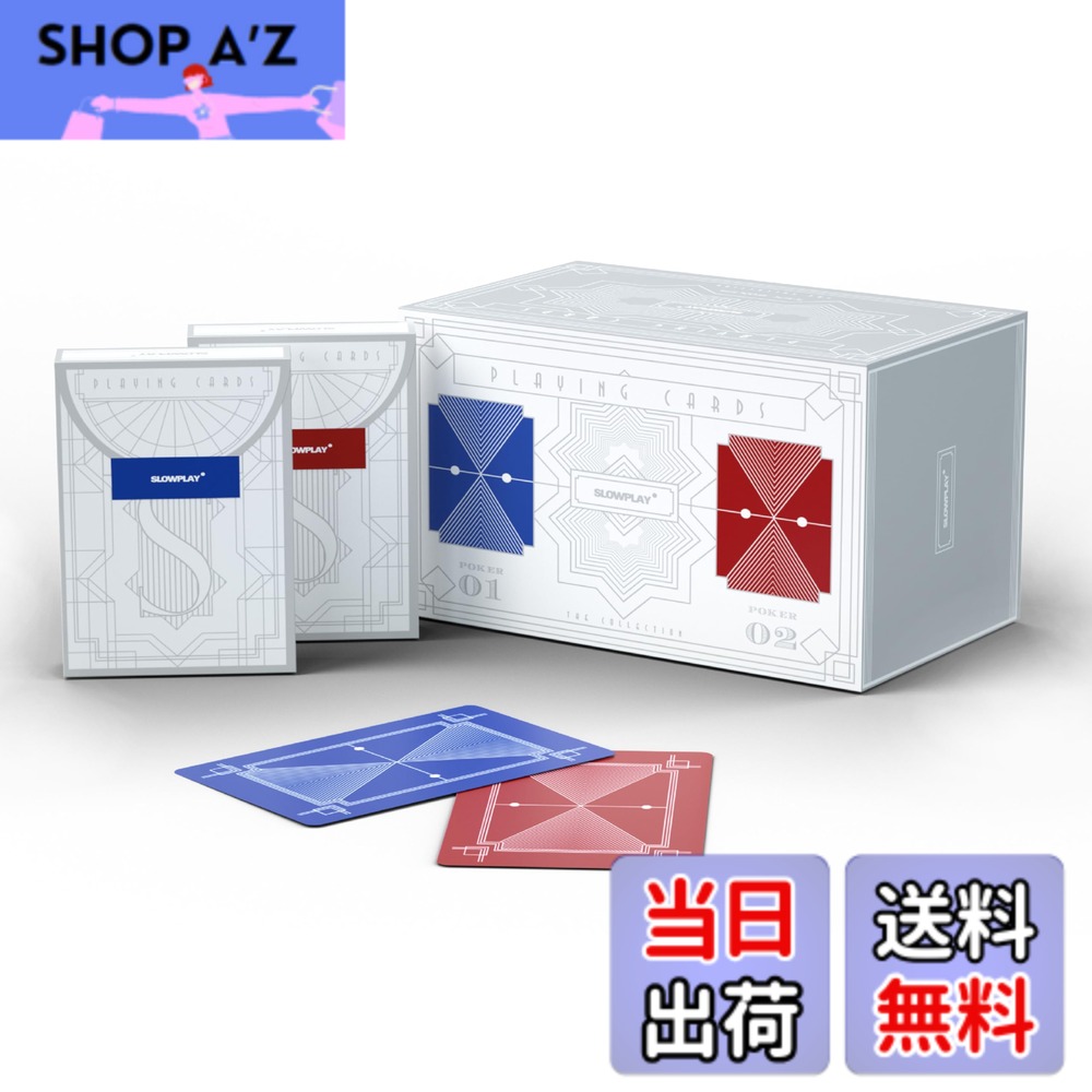 【貨物輸送無料】SLOWPLAY加留多 可塑性物質100% ジャンボ総目録 ポーカー大きさ 延性のある性・耐久性 雨合羽・水洗いする可 テキサスホールデム用 色：青碧、赤いこと。、大きさ：2.6 inches x 3.54 inches x 0.75 inches
