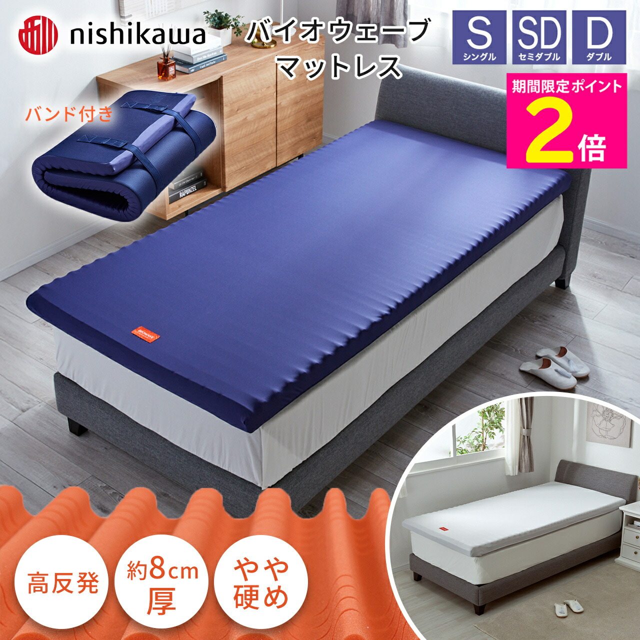 新品】nishikawa 西川 DUEX WAVE 高反発マットレス ハード nishikawa 西川 DUEX WAVE 高反発マットレス ふつう