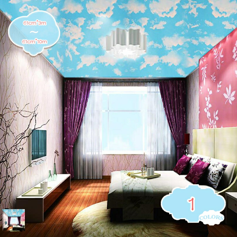 1000円OFFクーポン 壁紙 クロス のり付き シール キッチン 張り替え 壁紙 青い空と白い雲 幅61cm おしゃれ DIY リフォーム はがせる 洗面所 補修 部屋 リビング トイレ 玄関 模様替え リフォーム 撮影用 シート ウォールステッカー ふすま紙 シールタイプ 多用 shopcp