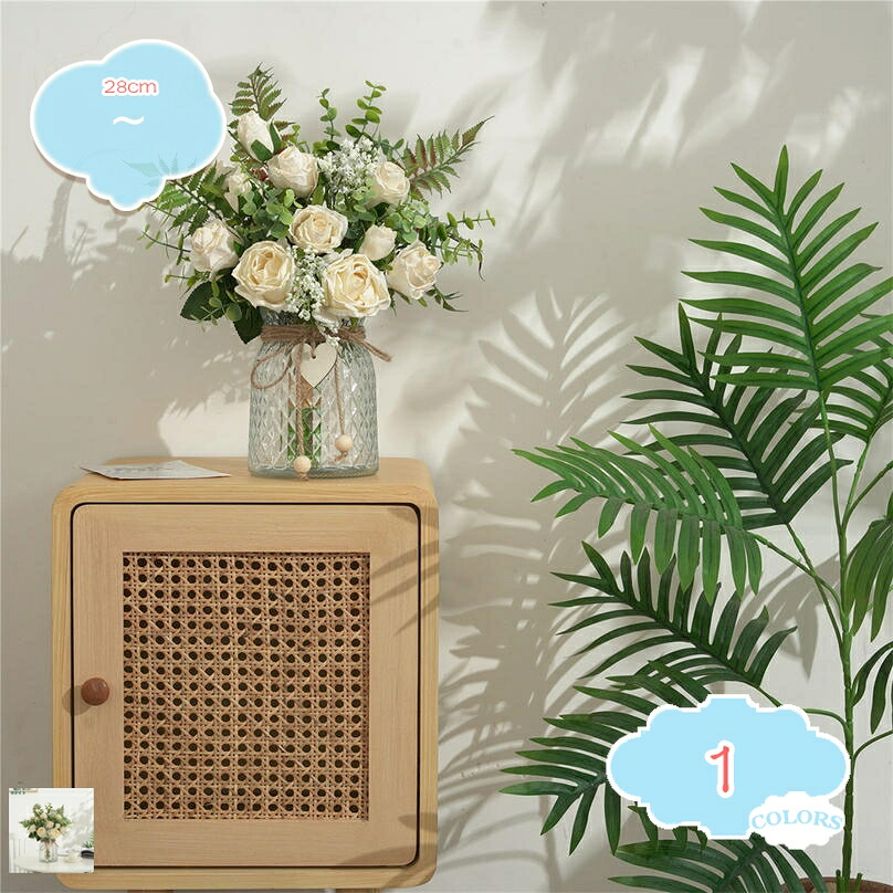1000円OFFクーポン 造花 花束 フェイクフラワー ブーケ インテリア 綺麗 バラ フェイクグリーン 母の日 卒業式 結婚式 記念日 人工観葉植物 花瓶付き 枯れない花 世話要らず リビング 玄関 誕生日 プレゼント お祝い 店飾り 贈り物 shopcp