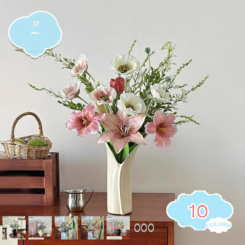 2000円OFFクーポン 造花 装飾 リアル 花束 フラワーアレンジメント 装飾品 リビングルーム ダイニングテーブル フェイクフラワー 絹製 耐退色 耐候 おしゃれ 引越し祝い 新築祝い 店舗飾り 工芸品 花瓶と造花セット ギフト プレゼント shopcp｜CPショップ