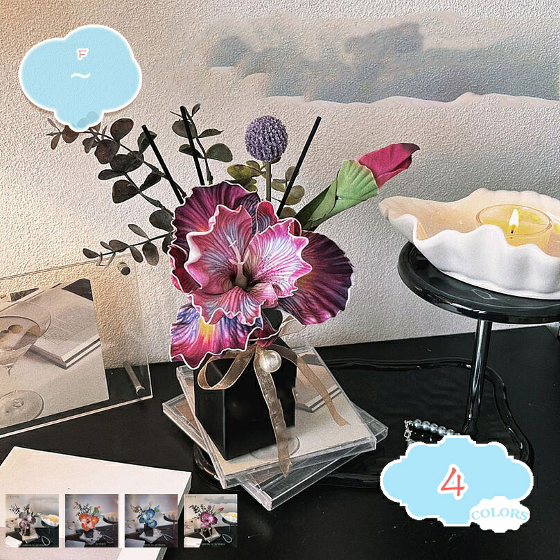造花 花瓶付き 花束 鳶尾の花 フェイクフラワー 本物そっくり 店舗飾り 玄関飾り オフィス飾り フラワーアレンジメント 本物のよう 新築祝い 引越し祝い インテリア飾り 装飾小物 フラワーブーケ 花瓶と造花セット shopcp