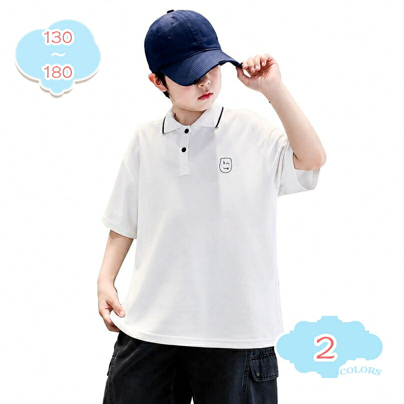 ボーイズ ポロシャツ 半袖 夏 子供服 男の子 トップス おしゃれ プリント付き 襟付き tシャツ 男児 通園 通学 ゆったりサイズ shopcp｜CPショップ