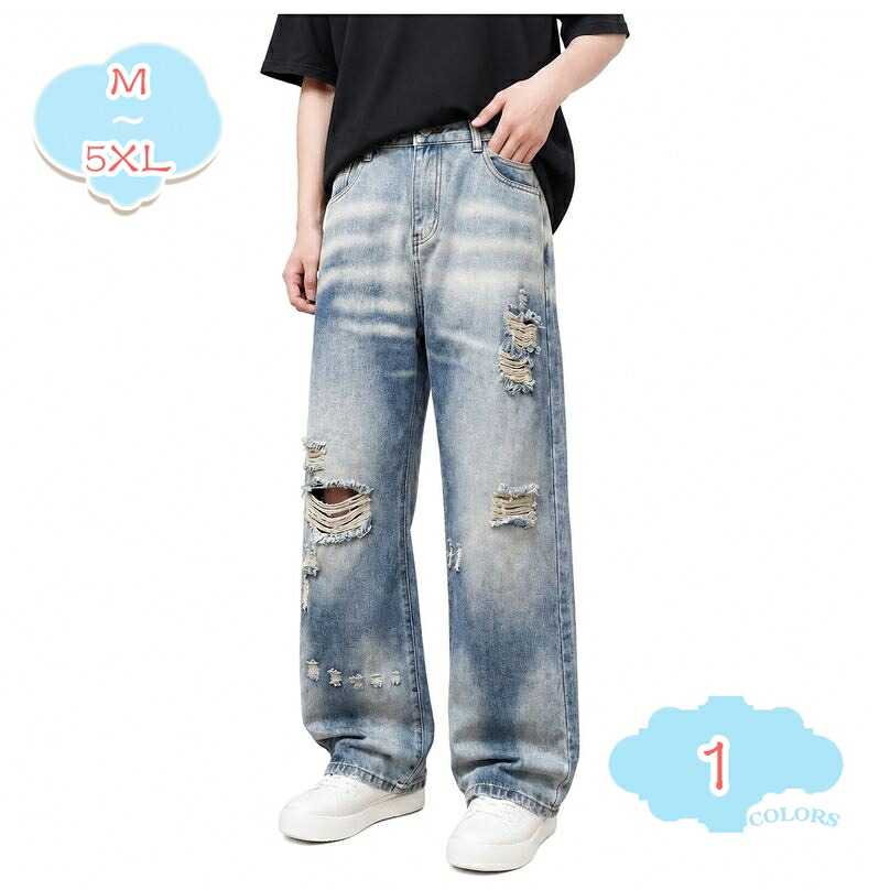 デニムパンツ メンズ 体型カバー ワイドデニム ストレートズ ワイド ルーズフィット ヴィンテージ風 ジーパン ロングパンツ カジュアルパンツ ゆったりサイズ おしゃれ ストリート系 shopcp|CPショップ