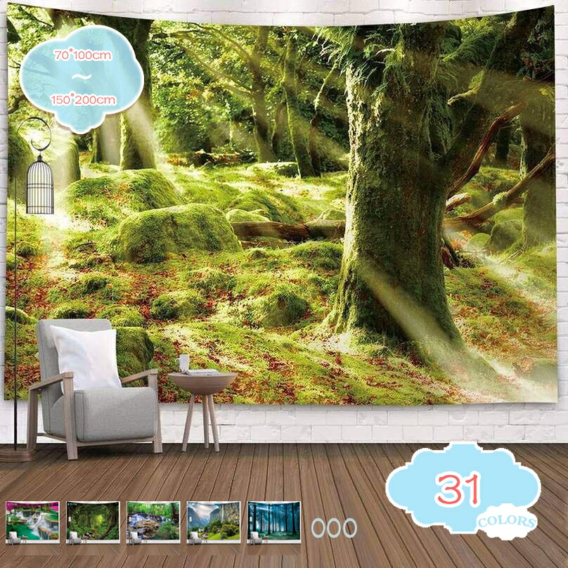 森の光 タペストリー 木 自然風景 大判 壁掛け 風景画タペストリー 新緑の並木 桜の花 多機能壁掛け モダンなアート 布ポスター 模様替え 部屋 窓 カーテン 新居祝い 自宅用 お店 個性ギフト 個性の贈り物 柔らかいポリエステル繊維 shopcp