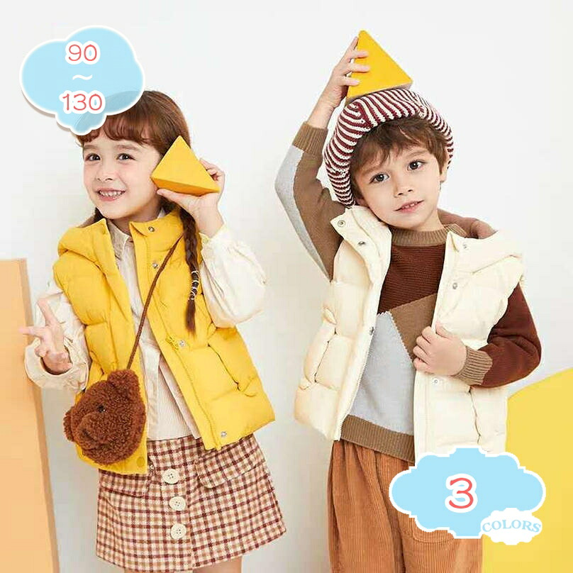 ダウンベスト キッズ 男の子 女の子 ベスト ベビー 赤ちゃん 服 アウター 可愛い フード付き 幼児 ダウンコート 春 秋 冬 コート 防寒 子供 ジャンパー 保温 暖かい 柔らかい カジュアル 通園 冬服 ダウンジャケット shopcp