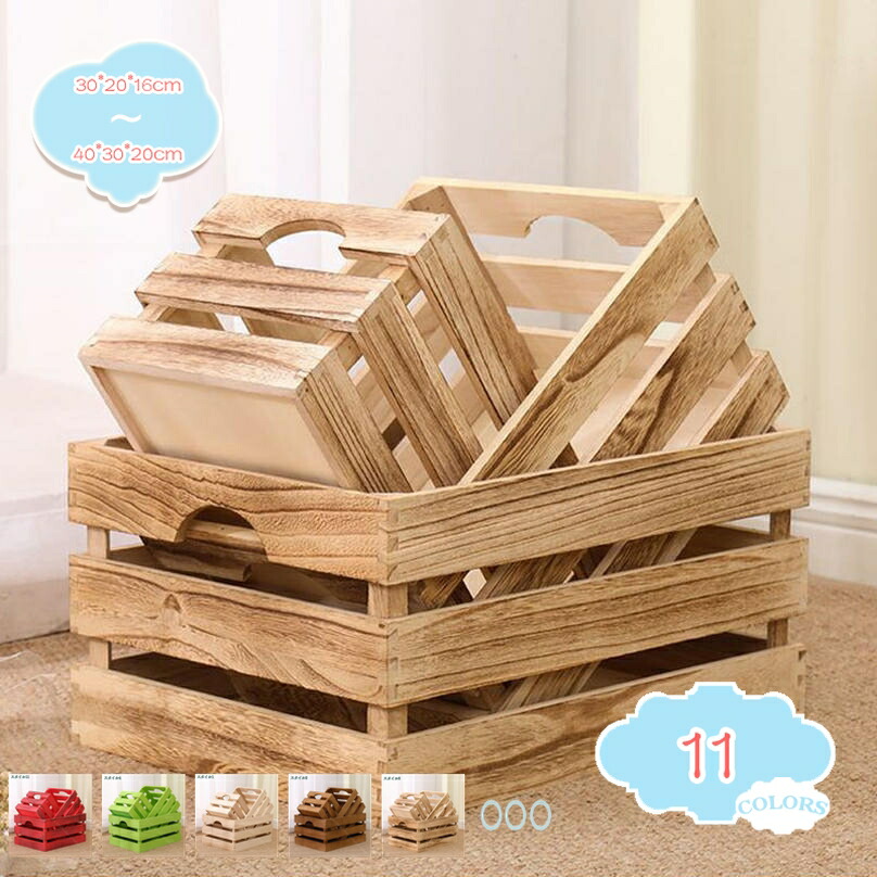 楽天市場】収納箱 木箱 ボックス ケース かご 幅40cm 木製 ウッド 木箱
