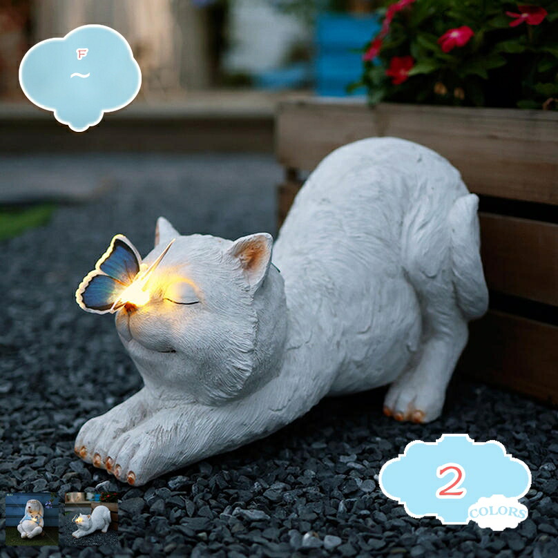 庭園ともし火 猫 刻みつける ソーラーともし火 ガーデニングオブジェ ソーラーLED 飾りつけ 飾りつけともし火 庭のかざり付ける 自動小銃点灯消灯 雨合羽 耐久 可愛らしい 庭 室外 飾りつけ生まれ落ちる日 春 夏 ルーラル地域見晴らし 回廊 芝地道 差し上げ物 shopcp