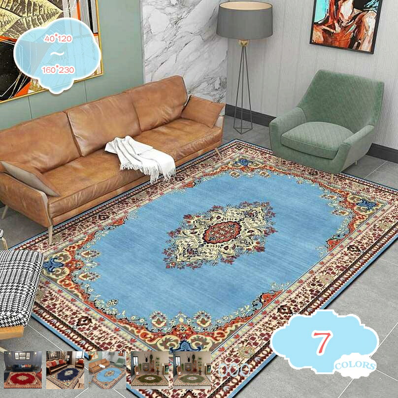 1000円OFFクーポン ラグマット カーペット 2畳 滑り止め付 耐摩耗性 1畳 レトロ 洗える 花柄 シンプル ペルシャ絨毯 薄手 軽量 汚れにくい レトロラグ 夏用 遊び毛防止 抗菌 防ダニ 防臭 じゅうたん 長方形 室内 屋内 四季通用 洗濯可 shopcp|CPショップ