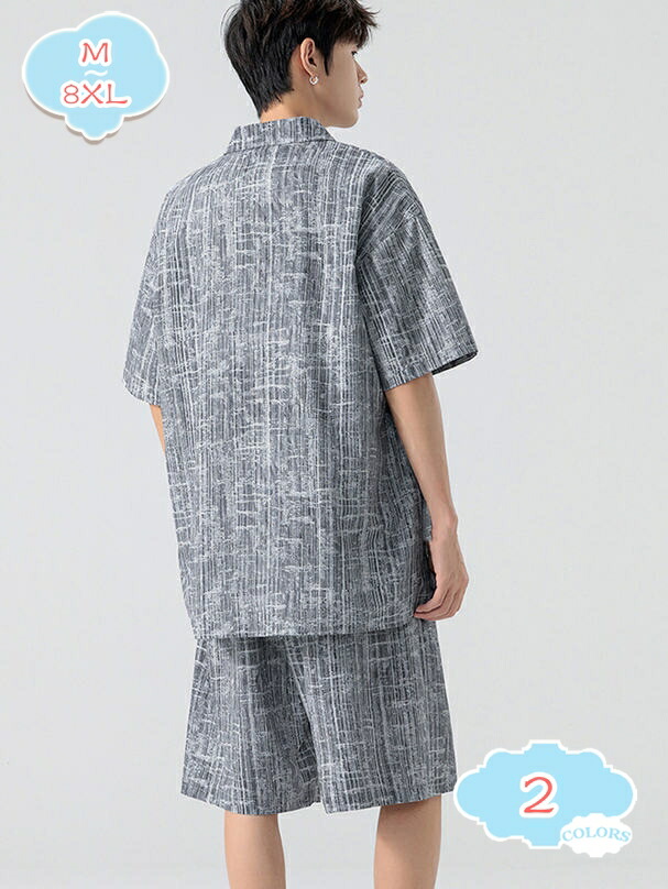 メンズ 開襟シャツ ハーフパンツ 上下セット 2点セット ショートパンツ セットアップ 大きいサイズ 夏服 無地 通気性 薄手 涼しい 半ズボン 半袖 アウター 短パン トップス カジュアル ゆったり おしゃれ 部屋着 shopcp
