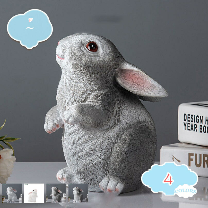 500円OFFクーポン 置き物 うさぎ リアル おきもの アンティーク 展示用 樹脂工芸品 デコレーション ガーデンオブジェ 本物そっくり オーナメント 可愛い雑貨 ガーデニング雑貨 ほっこり 屋外用彫像 グレー バニー 兎 兎の置き物 庭に置く shopcp