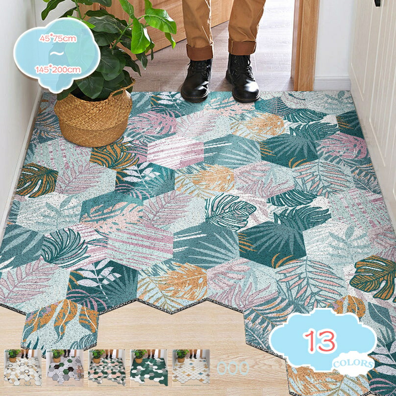 500円OFFクーポン 玄関マット 屋外 泥落とし 業務用 すべり止め 室内 家庭用 テラスマット ずれない 花柄 おしゃれ モダン インテリア ドアマット Welcome エントランスマット 店舗用 喫茶店 INS風 長方形 フロアマット ベランダ 庭 新生活 shopcp