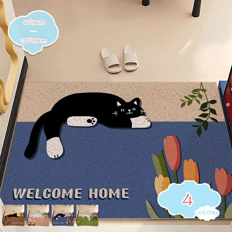 玄関マット 屋外 泥落とし 室内 かわいい おしゃれ 洗える 大判 カットok 犬 猫 アニマル柄 外用 エントランス 泥除け ドアマット 家庭用 業務用 ウエルカム welcome 可愛い 耐磨耗性 玄関ラグ shopcp