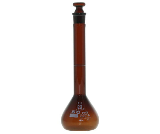 メスフラスコ（全量フラスコ・スーパーグレード）茶 50mL JCSS校正証明書付