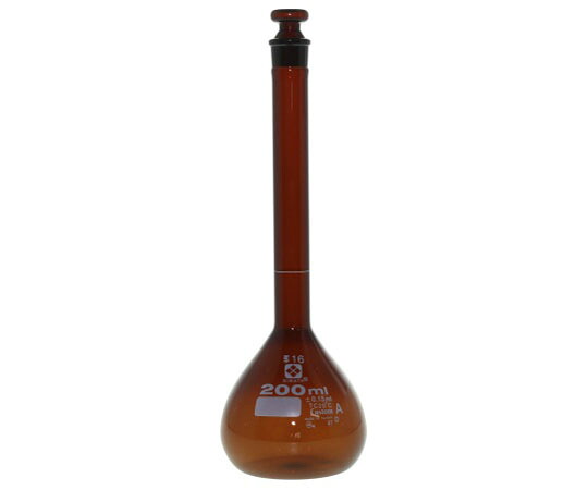 店内全品ポイント5倍★要エントリー★メスフラスコ（全量フラスコ・カスタムA）茶 200mL JCSS校正証明書付｜Shop de clinic店