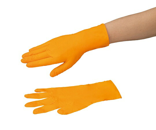 【おまとめお得な２個書き割り】耐薬手袋 ORANGE NITRILE M 90枚入  アズツール（アズワン）