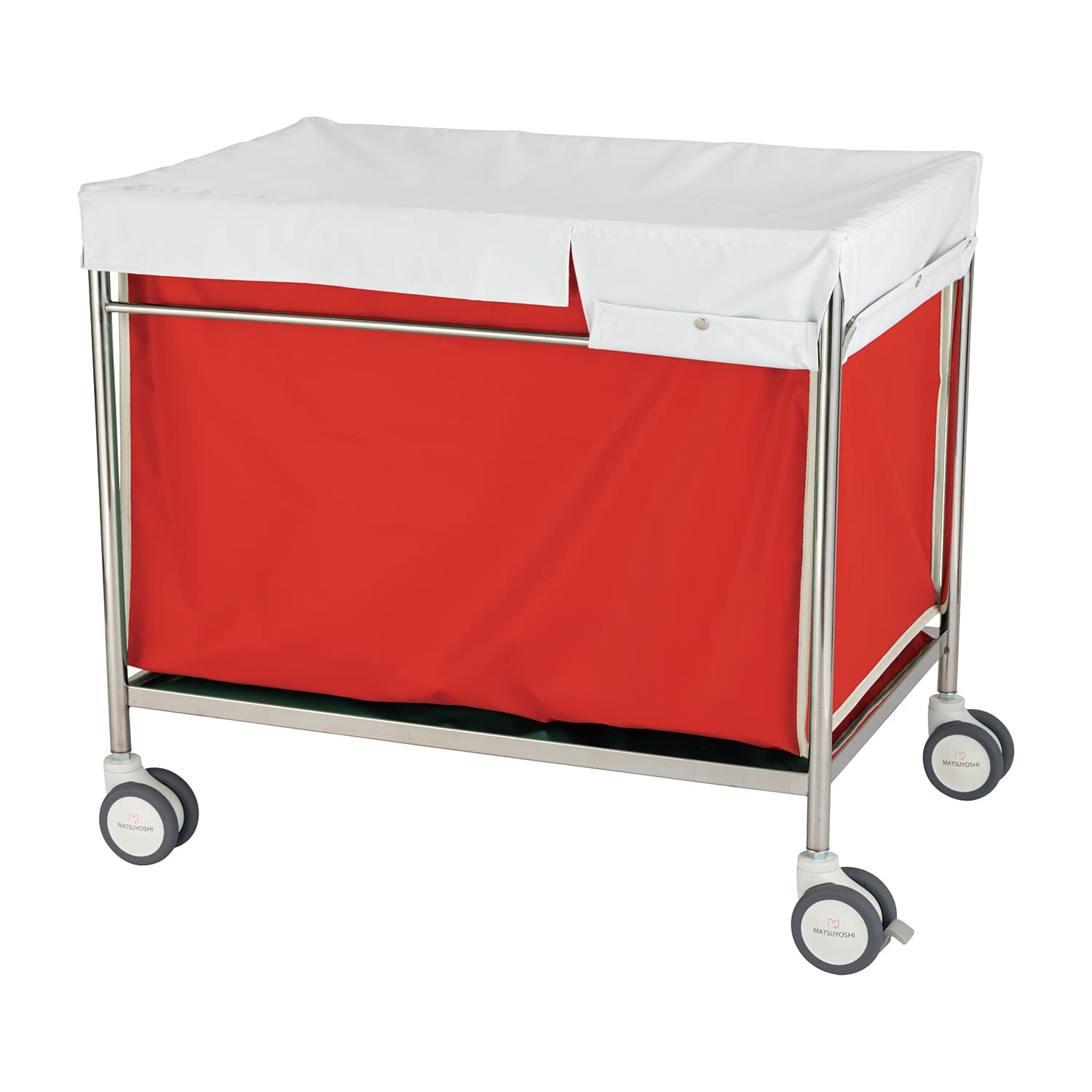 松吉医科器械 マツヨシ 蓋付きランドリーカートＬ L レッド マツヨシMY-WC04L(886X586X805｜Shop de clinic店