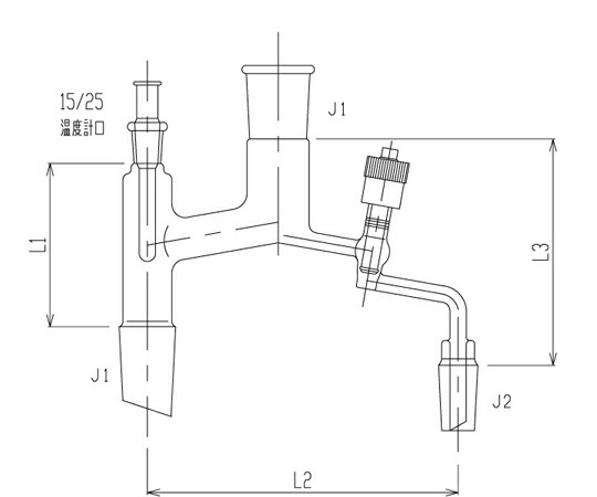 旭製造所 グリースレスバルブ付飾り気の無い分留器 高無意味さグリースレスバルブ PTFE 29/42 24/40 1個 3530-5L4L-V