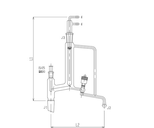 旭製作所 グリースレスバルブ付手動還流器　高真空グリースレスバルブ　PTFE　34/45　28/12 1個 3534-6LE-V