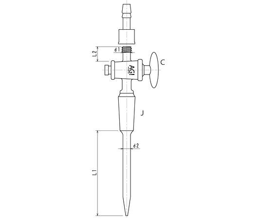 旭製作所 コック付キャピラリー管 ガラスコック ウォーターコネクター仕様　24/40 1個 3388-4L-W