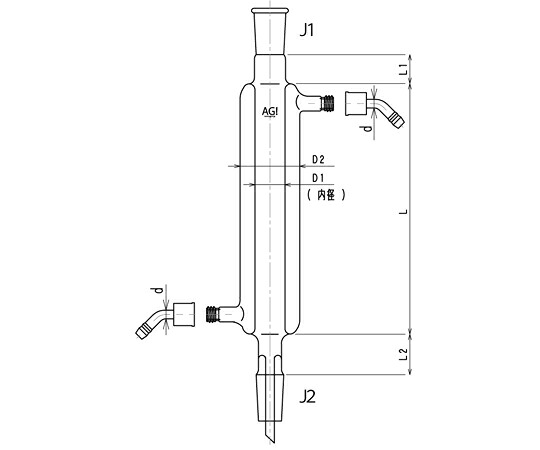 旭製作所 ジョイント付二重管式クロマトカラム ウォーターコネクター仕様　Φ10L：300 1個 3828-10/300-3L-W