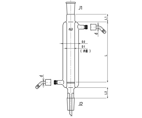 旭製作所 ジョイント付二重管式クロマトカラム（フィルター付） ウォーターコネクター仕様　Φ10L：300 1個 3830-10/300-3L-W