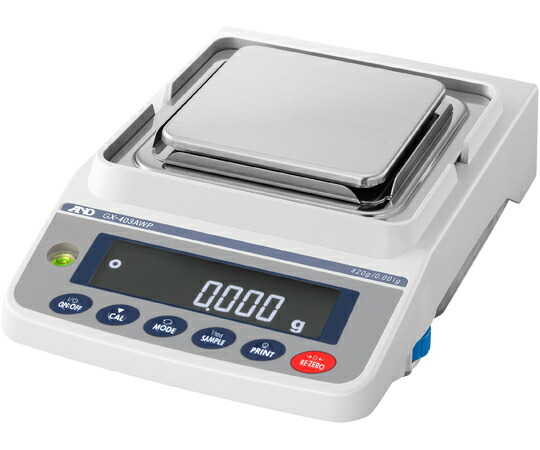エー・アンド・デイ 校正用分銅内蔵型防塵・防水（IP65） 汎用天びん ひょう量420g×最小表示0.001g 一般校正証明書付 GX403AWP-00A00