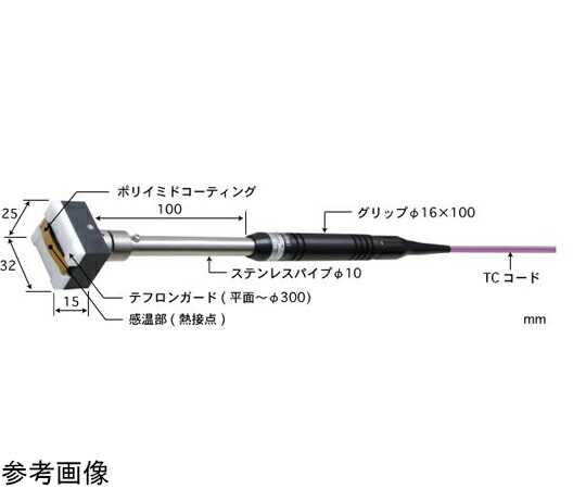 安立計器 移動/回転表面用温度センサ 接触サポートタイプ UXシリーズ -50～250℃ ガードタイプ（テフロン）25X32 Kタイプ ストレート、平行 1本 UX-111K-01-D0-1-TC1-ASP