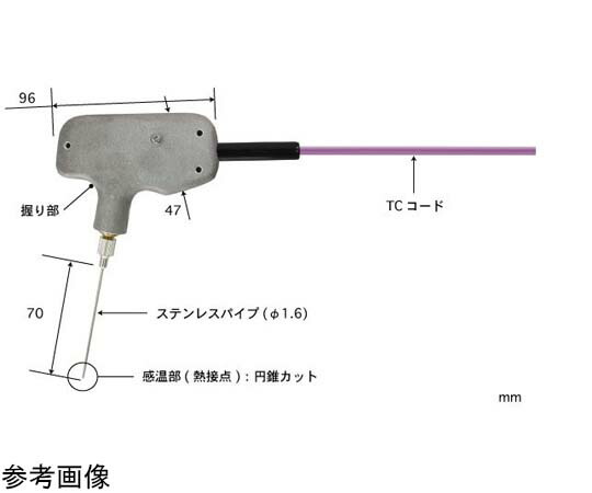 安立計器 突刺し形温度センサ BTシリーズ -200~300℃ 応答速度(秒):1.5 Kタイプ 1本 BT-72K-TC1-ASP