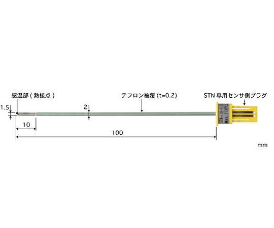安立表示計器 磁気テープ形多目的熱度検出器 取り替えっこ印字機 STN続きもの 5本/1組 -50～210℃ 幅狭印字機 尖り 100粍 K印字機 1組(5本入) STN-31K-010