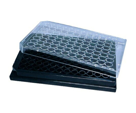 Porvair テストプレート 96well 平底 P.S製 フタ付 クリアボトム ブラック（cellculture用） 1セット（100枚×4個入） 1セット(100枚×4個入) 215006