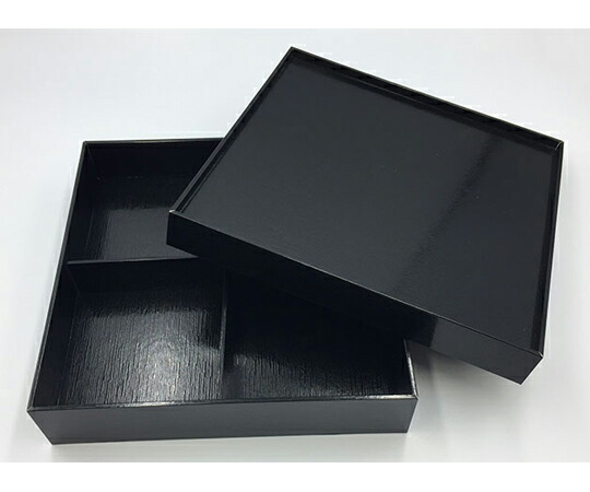 店内全品ポイント5倍★要エントリー★パックスタイル 重箱 黒漆 貼箱 7寸 四ツ仕切 10セット&times;4パック入 1ケース(10セット&times;4パック入) 654715｜Shop de clinic店