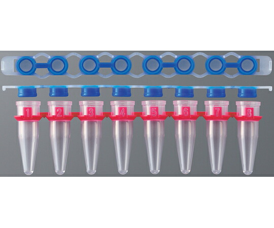 AGB PCR用8連チューブ エルゴノミクスキャップセット 0.2mL 120セット入 1箱(120セット入) PCR-8SPT-RT-2-R