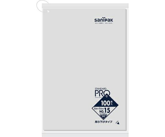 日本サニパック 規格ポリ袋 LDPE No.15 吊下げ 0.02mm厚 100枚×20冊入 1ケース(100枚×20冊入) LT35