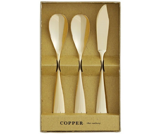 アヅマ COPPER the cutlery アイスクリームスプーン×2本＆バターナイフ×1 3pcセット ゴールド 1個 CIB-3GDmi
