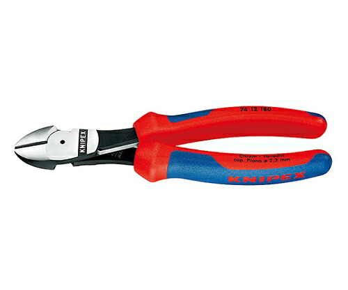 KNIPEX 発条付豪然たる型斜ニッパー（包み入） 1本 7412-160