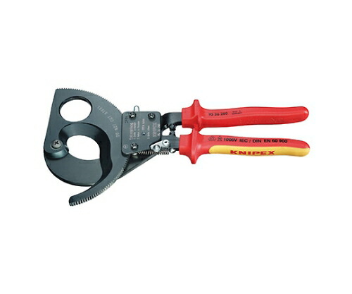 店内全品ポイント5倍★要エントリー★KNIPEX 絶縁ケーブルカッター　１０００Ｖ（ラチェット式） 1本 9536-280｜Shop de clinic店
