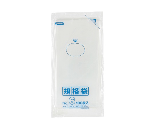 ジャパックス LD規格袋 0.03mm厚 No.6 LLDPE 透明 0.03mm 1ケース(100枚×160冊入) K-06