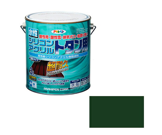 アサヒペン 水性シリコンアクリルトタン用 3L (緑) 1個
