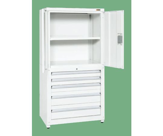 サカエ 保管システム（両開扉・キャビネットコンビタイプ棚板付）　W900×D640×H1800mm 1個 PNH-9064D5W