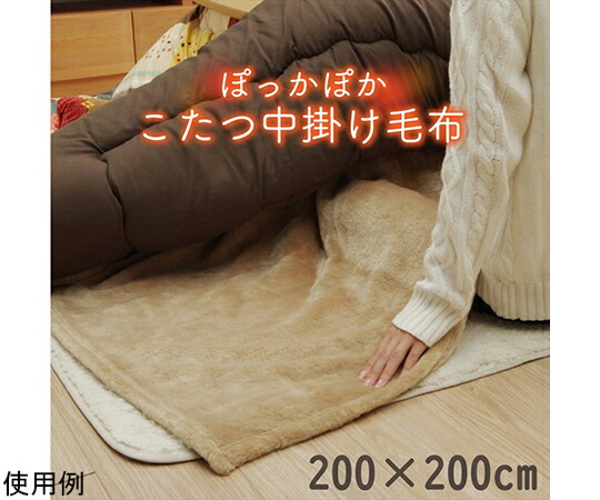 こたつ布団用 中掛け毛布 洗える 正方形 アクリル ブラウン 約200×200cm 1個 1181380062640