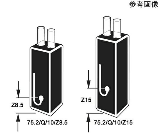 Starna Scientific 丸窓サブマイクロフロー石英セル　チューブ接続口付き　光路長：40mm　Z高さ：15mm　0.128mL 1個 75.2/Q/40/Z15