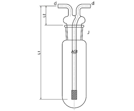 旭製作所 ガス洗浄瓶　円筒形　50mL　Φ8 1個 4120-50