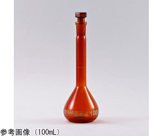 ISOLAB メスフラスコ　茶　ガラス栓付　1000mL　NS24/29 1個